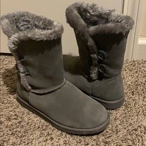 Grey furry boots
